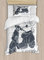 ABAKUHAUS Motorrad Bettbezug Set für Einzelbetten, Sketch Scooter Motiv, Milbensicher Allergiker geeignet mit Kissenbezug, 130 x 200 cm - 70 x 50 cm, Dunkelblaugrau und Weiß