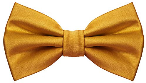 MASADA Herren Fliege Gold Seidenlook, stufenlos verstellbar, handgefertigt, Hakenverschluss - 12 x 6 cm 100% Polyester