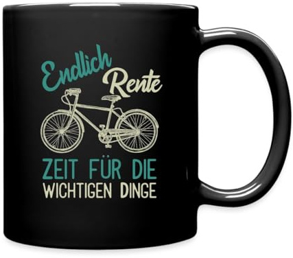 Spreadshirt Endlich Rente Rentner Geschenk Fahrrad Tasse Einfarbig, One size, Schwarz