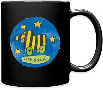 Spreadshirt Janosch Tigerente Logo Sterne Tasse Einfarbig, One size, Schwarz