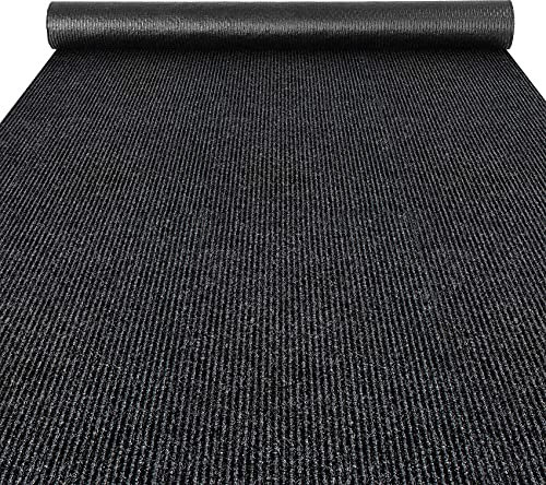 ANRO Flurläufer Schmutzfangmatte Sauberlaufmatte Teppich Läufer Schmutzfangläufer Metwerware gerippt Schwarz 100x400cm
