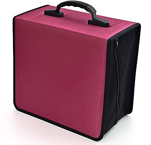 alavisxf xx CD Tasche, DVD-Hülle mit 432 Kapazität, strapazierfähiger Film-Medien-Aufbewahrungs-Organizer Bindemappe für Auto Heimbüro Reisen (432 Kapazität, Rot)