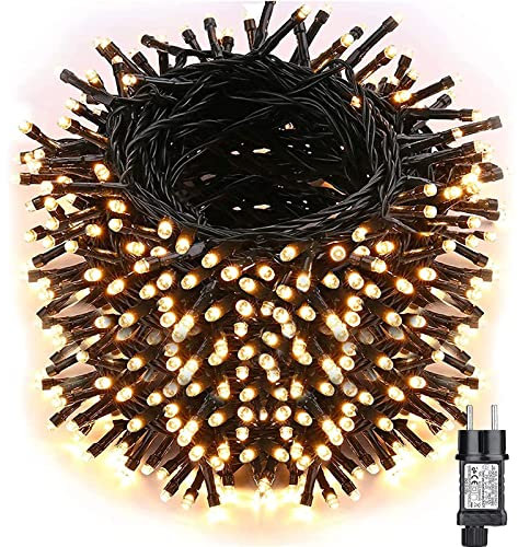 NEXVIN LED Lichterkette Weihnachtsbeleuchtung Außen 50M 500 LED Warmweiß Lichterkette Strombetrieben mit Timer Speicherfunktion 8 Modi Wasserdicht für Weihnachtsbaum Weihnachten Garten Deko