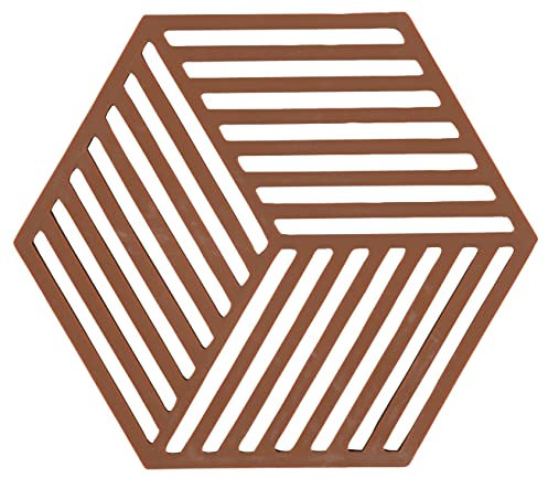 Zone Denmark Hexagon Topfuntersetzer Hitzebeständig, Silikon Untersetzer, Praktische und Dekorative Topf-Untersetzer, Spülmaschinenfest, 16 x 14 cm, Terracotta