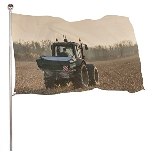 NIBABAEU Dekorative Gartenflagge für den Außenbereich, Traktor, landwirtschaftlicher Druck, für alle Jahreszeiten, Urlaub, Willkommenshof, Rasen, Dekoration, 60 x 90 cm