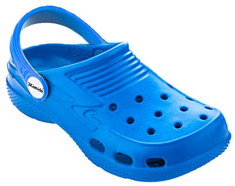 3Kamido Croco Kids schöne Clogs Kinder Gartenschuhe Badelatschen Sandkasten Camping Jungen und Mädchen (Blau, 32)