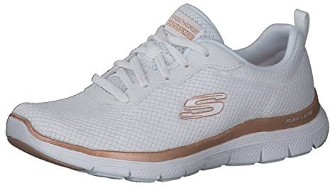 Skechers Damen Low-Top Sneaker Flex Appeal 4.0 Brilliant View, Frauen Sneakers,straßenschuhe,Strassenschuhe,Sportschuhe,Weiß WTRG,39.5 EU