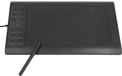 Graphics Drawing Tablet, Large Active Area Digital Art Tablet with 8192 Passive Pen, 5080LPI Digital Drawing Tablet for Android Windows OS X(Black)
