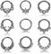 Kakonia 9Stk Septum Piercing Chirurgenstahl für Damen Herren 16G Zirkonia Nasenpiercing Ring Tragus Helix Daith Piercing Schmuck Schwarz Septum Clicker Ring Set 8MM