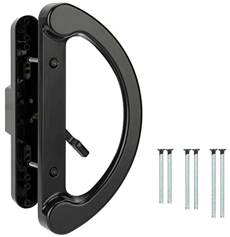 SANKINS Sliding Patio Door Handle Pull Set, Black Diecast Non-Keyed Gate Handle Set for Mortise Lock Style Glass Door, Replacement Handle for Sliding Glass Door Fits 3-15/16” Hole Spacing