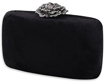 CORIOS Damen Abendtasche Samt Clutch Bag Glitter Handtasche Glänzend Schultertasche Kette Tasche Shining Portemonnaie Elegante Umhängetasche für Cocktail Party Tanzparty Abendparty Schwarz