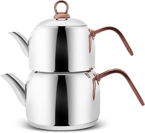 Karaca Urban Induktion Basis Midi Teekanne Set Rosegold - Elegantes Design, Großes Volumen (1,35-1,95 LT), Spülmaschinenfest, 2 Jahre Garantie für Exquisite Teemomente