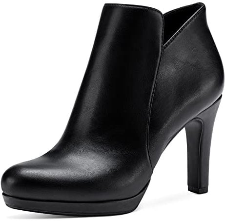 Tamaris Damen Klassische Stiefeletten, Frauen Stiefeletten,Kurzstiefel,uebergangsschuhe,uebergangsstiefel,hoch,high Heel,Black MATT,37 EU