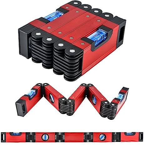 N&S Juvyig Multi-Function Foldable Level Tool - Multi-Angle Measuring Woodworking Tools - Precise Leveling in Any Position Ruler w/Magnetic (Alloy)