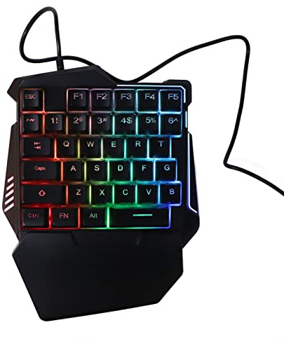 Tastiera da gioco con una mano, 35 tasti RGB retroilluminata colorata, tastiera ergonomica, interfaccia USB professionale, per gaming, ufficio, lavoro