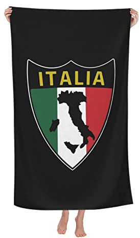 Strandtuch Italia-Flag-Shield-Love-Home-Italien Mikrofaser Tragbares Sporthandtücher Sandfreie Campingtücher Für Strand Wandern Yoga 80X130Cm