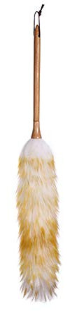Lot de 2 brosses à poussière en laine d'agneau, plumeau en laine d'agneau pure avec manche en bois, outil de nettoyage de voiture multifonction pour meubles de bureau à domicile, 5 tailles de plumea