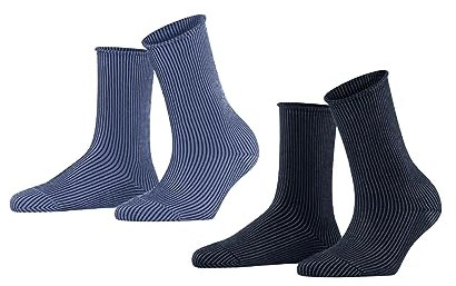 ESPRIT Damen Socken Vertical Stripe 2-Pack Biologische Baumwolle gemustert 2 Paar, Mehrfarbig (Sortiment 0040), 35-38