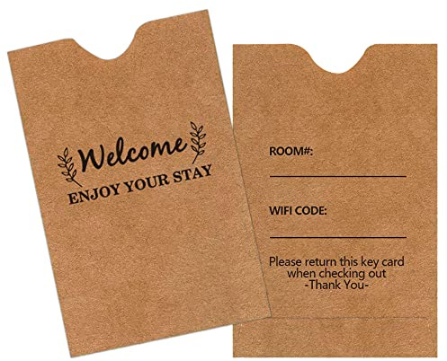 Hotel-Kraftpapier-Schlüsselkartenhüllen, Willkommensgäste, Hotel, Schlüsselkarten-Umschläge, Kreditkartenschutz, Geschenkkarte, genießen Sie Ihren Aufenthalt im Geschäft, 200 Stück pro Packung