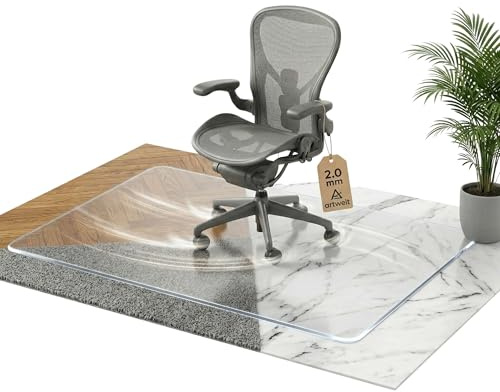 Artwelt Bodenschutzmatte Bürostuhl Transparent 2mm Bodenmatte 120X70cm