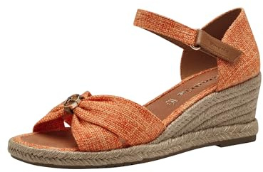 Tamaris Damen Plateau Sandalen Textil Keilabsatz Sommer; ORANGE/orange; 40 EU