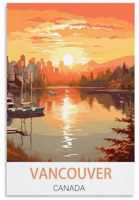 KmoNo Kanada Vancouver Vintage-Reise-Poster, 20 x 30 cm, Poster, Dekoration, Gemälde, Leinwand, Wandkunst, Wohnzimmer, Schlafzimmer
