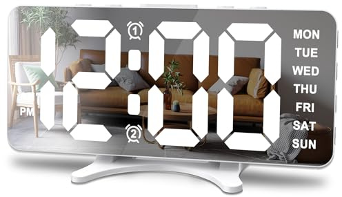Risop Wecker Digital, LED Spiegeluhr mit 2 USB & Großen Ziffern