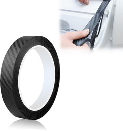 EODKSE 1 Rouleau de Bandes Adhésives Décoratives (Carbone Noir, 20mm, 5m) pour Voiture, Moto, Bateau et Modélisme - Autocollant de Protection de Bord de Porte en Fibre de Carbone