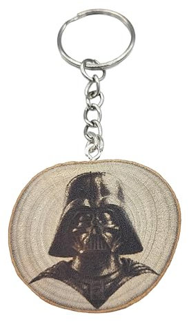 Promotech Porte-clés en bois avec personnage de la guerre des étoiles gravé au laser (Dark Vador), Bois naturel, W5L5