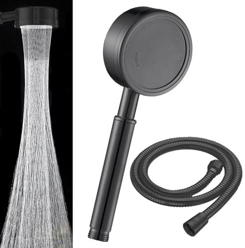 STOAT® soffione doccia alta pressione,Soffione doccia in acciaio inox 304 con tubo flessibile da 1,5 m.doccino per doccia con tubo soffione doccia a pioggia soffioni doccia soffione doccia nero