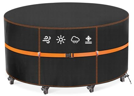 MUPAS Gartentisch Abdeckung Rund Wasserdicht Winddicht Schwerlast 420D Oxford Gewebe Verbessertes UV-Beständiges Abdeckplane Gartenmöbel für Gartentisch Sitzgruppe, 230 x100cm
