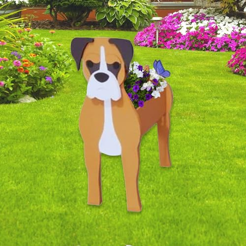 strolfay Boxer, pots de fleurs en forme de chien mignon, cadeaux pour les amoureux des animaux domestiques, pots de fleurs uniques, bureau, décoration de jardin intérieure ou extérieure (24 x 16,2 x