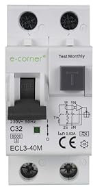 E-Corner | Interruttore Magnetotermico Differenziale Magnetico Tipo A | 2P 32A 30mA | 230V AC 50HZ | Confezione singola