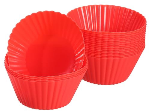 sourcing map 18Pcs Silicone Cupcake Liners, Non-Stick Baking Cups, for Cooking Eggs, Baking Muffins and Make a Cake(Red)
