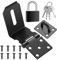 Cerradura de Seguridad Puerta con Candado, Acero Inoxidable Candado Cierre de Puerta de ángulo Recto, para Dormitorio, Puerta de Baño, Armario, Garaje (Negro)