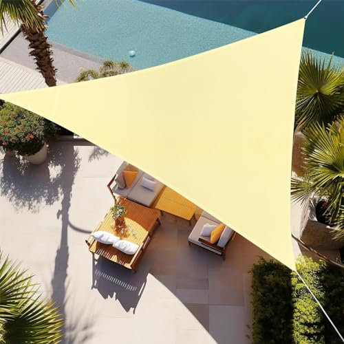Falflor 2x2x2m Triangle Sun Shade Sail Waterproof Shade Sail Durable Awning for Patio UV Block Outdoor Garden Canopy for Party Backyard Lawn(Beige)
