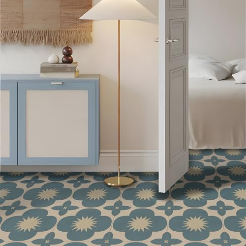 Alwayspon Adesivi per piastrelle, 25 pezzi x 20 cm, blu, autoadesivi, per bagno, cucina, paraspruzzi, in vinile, per pavimenti e pareti