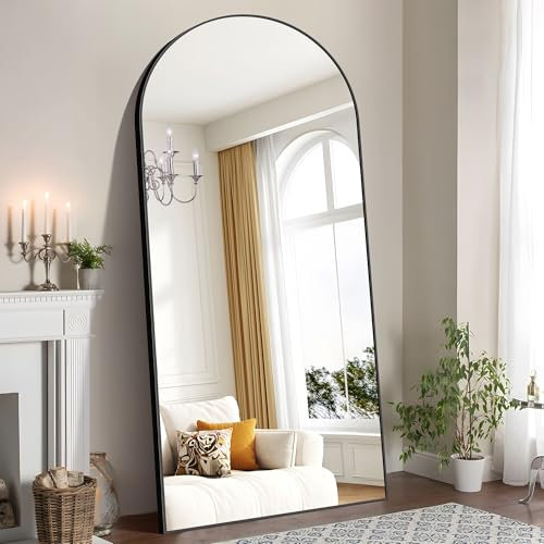 WOLIBEER Großer Ganzkörperspiegel 192x85 cm XXL Standspiegel und Wandspiegel mit schwarzem Aluminiumrahmen Sicherer Stabiler Deko-Spiegel für Wohnzimmer Schlafzimmer Flur Schmink