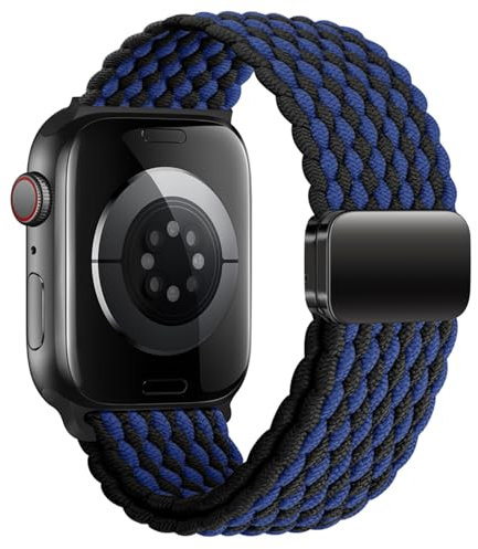 Geflochten Armband Kompatibel mit Apple Watch Armband 44mm 45mm 46mm 49mm 42mm für Damen Herren, Elastisch Nylon Armbänder mit Magnetisch für iWatch Ultra 3 2 1 SE 3 Series 11 10 9 8 7 6 5 4 3 2 1