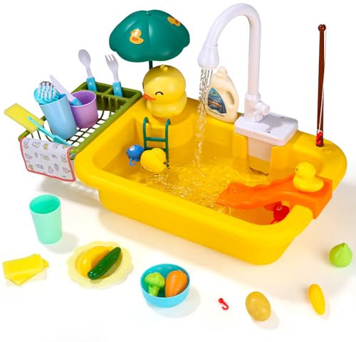 Lavello da cucina Giocattoli con acqua corrente Giocare Lavastoviglie con Sistema di Ciclo Automatico Acqua Giocattolo Cucina Gioco Cucina Bambini Cucina Montessori Giocattol per Ragazzi e Ragazze