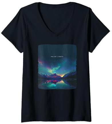 Damen Tolles Polarlichter-Kostüm T-Shirt mit V-Ausschnitt