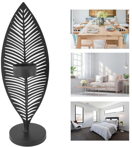 Wandkerzenhalter, Kerzen-Wandleuchter, Blatt-Design, Dekor, Kerzenhalter, Eisen-Retro-Blatt-Kerzenständer für Wohnzimmer, Party, Tischdekoration(Schwarz)