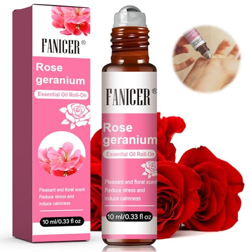 10ML Olio Essenziale di Rosa con Roll-On, Oli Essenziali per Diffusori, Aromaterapia Diffusore e Massaggio, Viso, Corpo,Regalo Rilassante per donne e uomini, Migliorare il Sonno