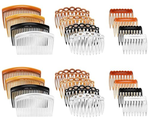 NHPY 24 Stück Haarkamm Zum Stecken, Steckkamm Haare, Haarkämme Zum Stecken, French Side Haare Combs, Mit Zähnen Kunststoff-Seitenhaarzwirn, Haarspangen, French Comb Für Frauen Mädchen