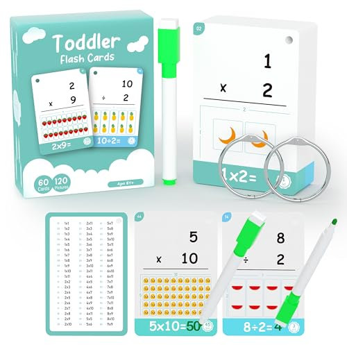 Pädagogische Mathematik-Lernkarten, Multiplikations-Lernkarten, Division für Kleinkinder 7, 8, 9, 10, 11 Jahre, für Schüler der 2., 3., 4., 5., 6. Klasse (Multiplizieren)