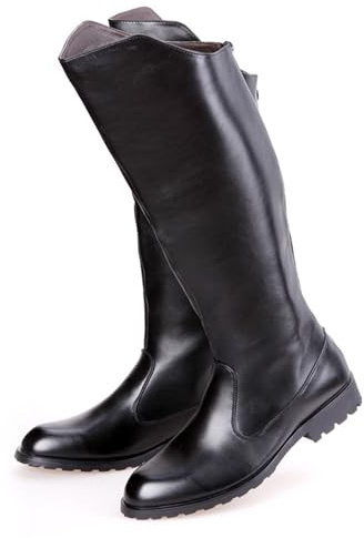 OPPOQ Men Knee High Leather Boots Riding Boots Stage Performance Footwear Wide Leg Mid Calf Head Long Tall Boot