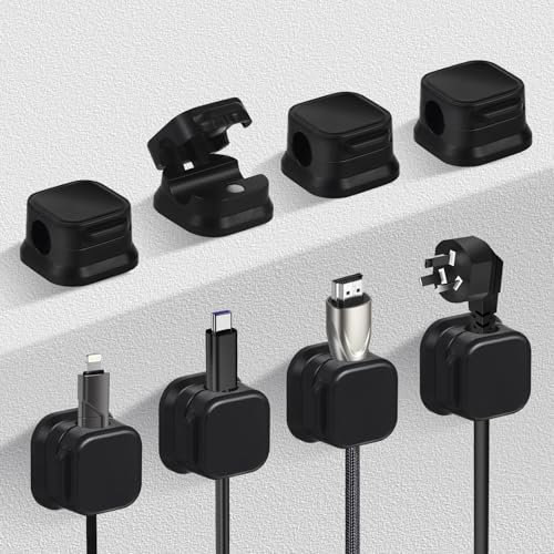 Cord Organizer Holder, 8 Pack Magnetic Desk Cable Clips Management, Hide Phone Charging Cable Keeper, Strong Adhesive Wire Charger Holder for Nightstand, Kitchen Appliances, Office Supplies