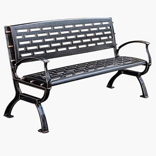 SCBTGKLN Gartenbank, Gartenbank Metall, Balkonbank, Gartenbank Holz 3 Sitzer, Gartenbank Grau, Gartenbank Aluminium, Gartenbank Alu, Leicht und Robust, Bogenbeine for Veranda, Hof(Black)