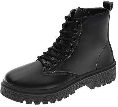 Generico Imbottitura per Stivali di Gomma Uomo Bootie Donna Scarpe da Donna Stivali Stringati Cucito Piatto Solido con Scarpe Caratteristiche: Stivali da Pioggia Donna Bassi Scarpe Donna (Black, 38)