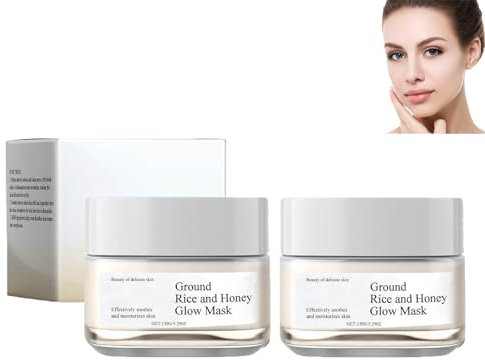 2 Stück Rice Beauty Mask, Gesichtsmaske Reis & Honig, Ground Rice and Honey Glow Mask, Reishülsenpulver Glow-Maske, Koreanische Hautpflege, Für Männer und Frauen, Für Alle Hauttypen